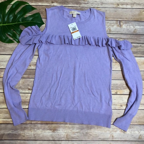 Michael Kors Sweaters - Michael Kors Purple Ruffle Sweater Top size S
